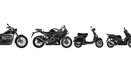 Naklejka premium Diverse Motorcycle and Scooter Silhouettes Collection