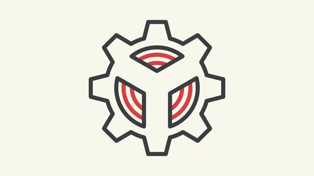Technology gear configuration animation icon for digital interface control systems