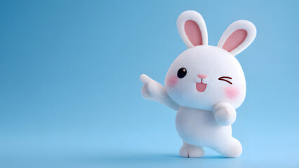 Fototapeta premium 3D digital render or illustration of a cute cartoon bunny character. 