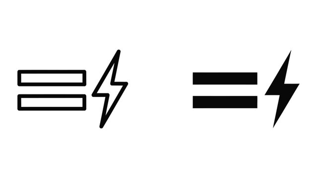 equal sign with lightning bolt vector illustration, flat design