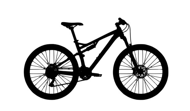 Blue and gray mountain bike vector illustration in side view with modern sport bicycle design isolated on white background