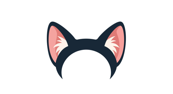 Cat ears headband vector illustration, flat design, for party, costume, animal, fun, cute, isolated, graphic