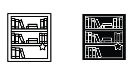 bookshelf icons with books and star vector illustration © Jahidul