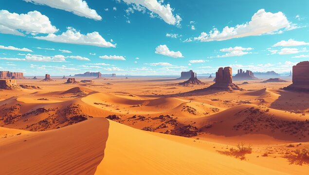 Stretching curved dune ridge revealing ripple textures in arid desert basin, with sandstone buttes