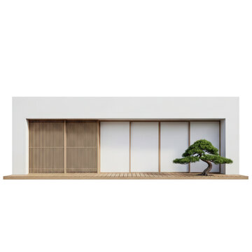 Minimalist Japanese House with Sliding Doors and Bonsai Tree