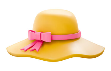 Fototapeta premium 3d summer hat isolated on white. Female beach hat vacation head accessory