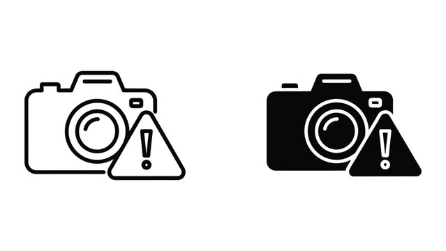 Camera warning icons vector illustration, flat design