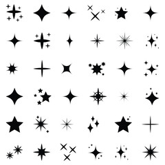 Fototapeta premium Collection of black starburst shapes and sparkles