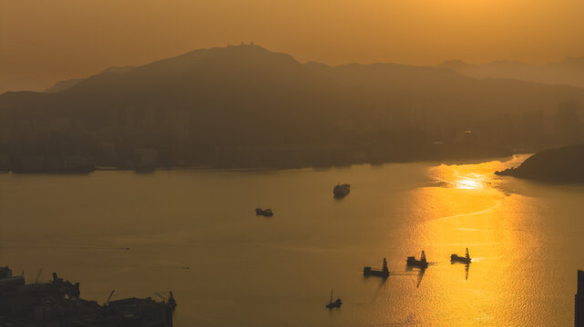 Glowing Sunset Casts Deep Golden Light Over Lei Yue Mun Feb 22 2026