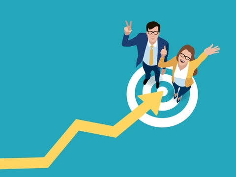 Achieving the goal. Achieving the target. Business vector illustration.
