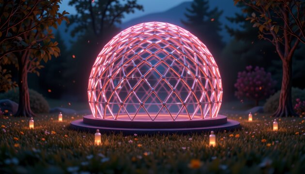 Glowing lattice dome protection field