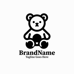 Obraz premium Simple Teddy Bear Logo Minimal Cute Baby Brand Mascot