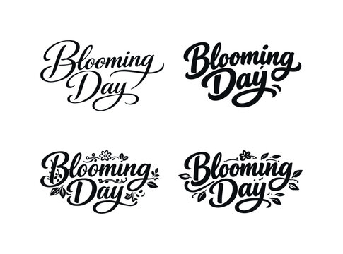Creative Lettering Grid. Kind of Blooming Day. Set lettering. 4 harmonious lettering variations of the same