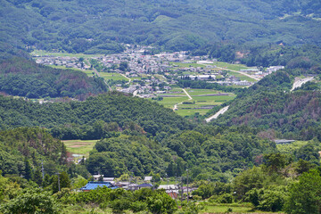 Obraz premium 長野県 アルプス展望道路からの筑北村