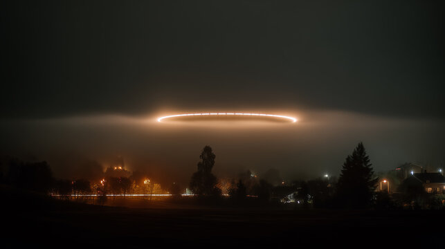 UFO hovering over town
