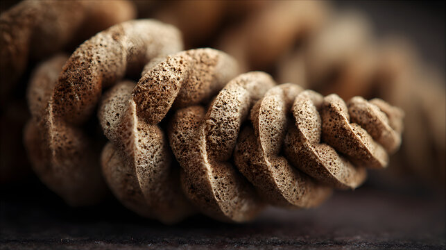 Close up spiral root vegetable texture macro brown ridged surface detailed rustic pattern natural organic food