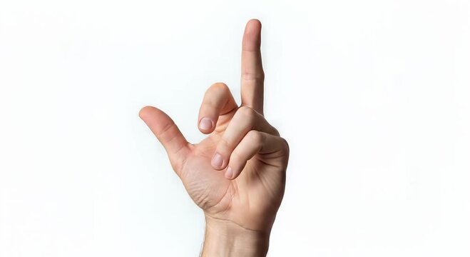 crossed fingers hand gesture closeup on white background