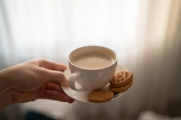 Morning coffee moment in Milan Lombardy Italy. Travel lifestyle and European city atmosphere...