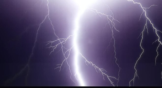 dramatic lightning bolts across dark night sky, electric storm imagery