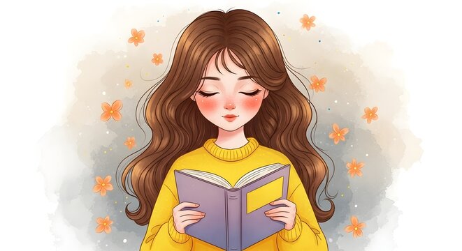 Celebrating book day with a young reader enjoying her favorite novel