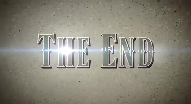 end title card with lens flare on dark cinema closing screen