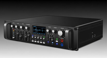 Fototapeta premium Professional Audio Mixer - A Detailed View of Sound Engineering Equipment.