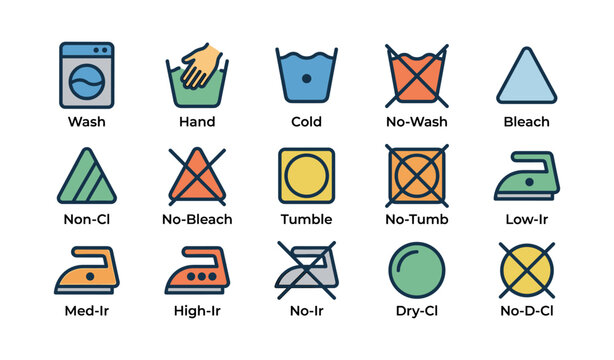 Laundry symbols guide: washing, bleaching, ironing instructions for clothes care