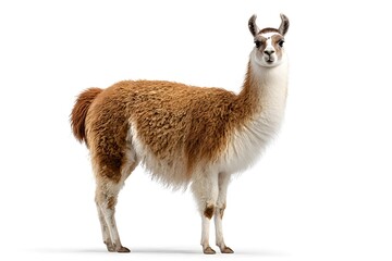 Fototapeta premium A llama stands elegantly on a white background