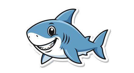 Fototapeta premium Cute Cartoon Shark Illustration - Smiling Ocean Predator