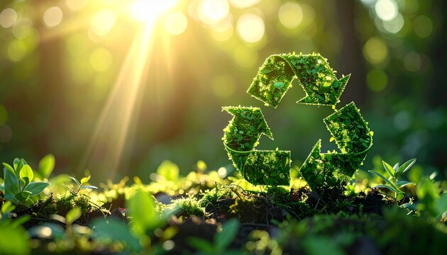 Radiant Green Recycling Symbol Embraces Nature's Call for Sustainability and Hope