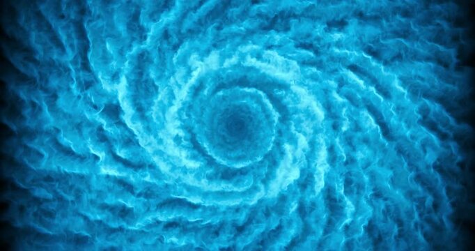 blue liquid vortex swirls dynamically, creating an abstract, energetic, and flowing motion. Perfect for backgrounds and effects. 4K loop, 3D render.