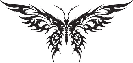 Obraz premium Tribal butterfly-shaped tattoo stencil design, vector illustration