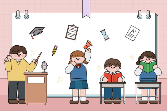 노트 배경 입시 시험 대비 안내 일러스트