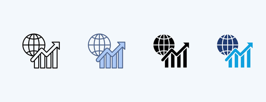 Economy Global Multiple Icon Illustration Vector