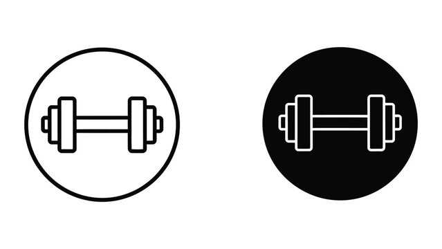Dumbbell icons in white and black circles vector illustration