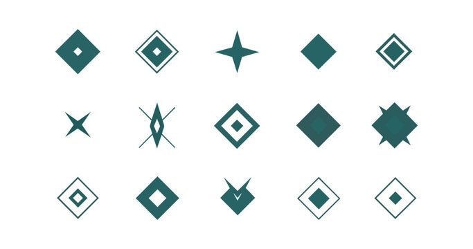 Geometric diamond shapes in teal and white on black background