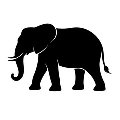 Fototapeta premium A bold elephant silhouette is walking isolated on white background 