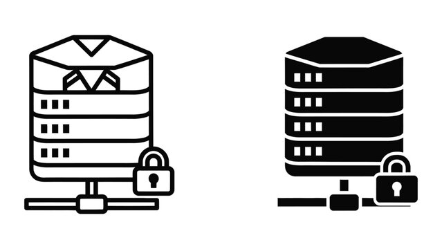 Secure server and database vector illustration with padlocks