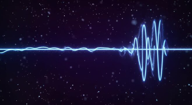 neon energy waveform crossing a starry space background