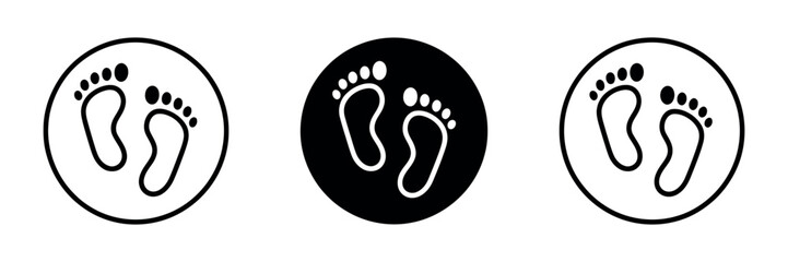 Obraz premium Web Icons Set Featuring Feet Flat Design Pictograms Footprint Pedestrian Human Leg Vector Illustration