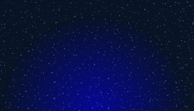 Deep blue starry night sky background with countless twinkling stars and smooth gradient glow