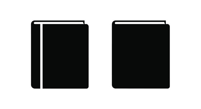 Two closed books depicted in a stark black silhouette