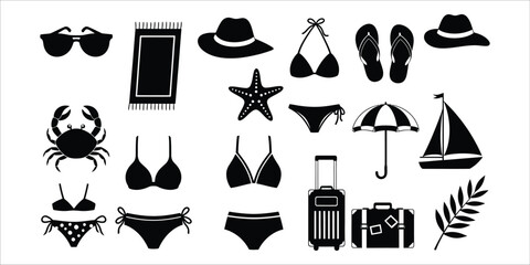 Beach vacation icons and summer symbols © Asif137
