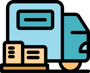 Fototapeta premium Delivery truck transporting parcels, ensuring efficient shipping of cargo to customers