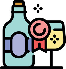 Naklejka premium Wine bottle and glass symbolizing celebration and quality