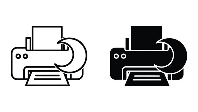 printer icon set with recycling arrows, vector illustration