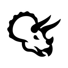 Logotipo con dibujo sencillo con líneas de la cabeza de un dinosaurio tipo triceratops  © teracreonte