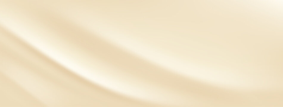 Silk gradient background. Beige bg with vanilla color and cream texture. Champagne gradation for aesthetic studio backdrop template. Wide delicate satin cloth neutral banner. Popular tone base