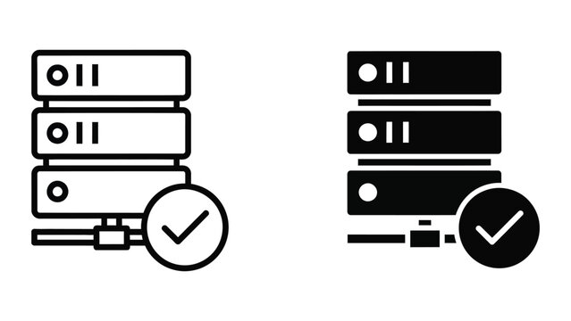 Secure server and database vector illustration with checkmarks