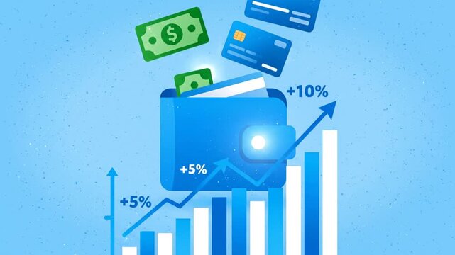 Digital Wallet and Financial Growth Chart Illustration
